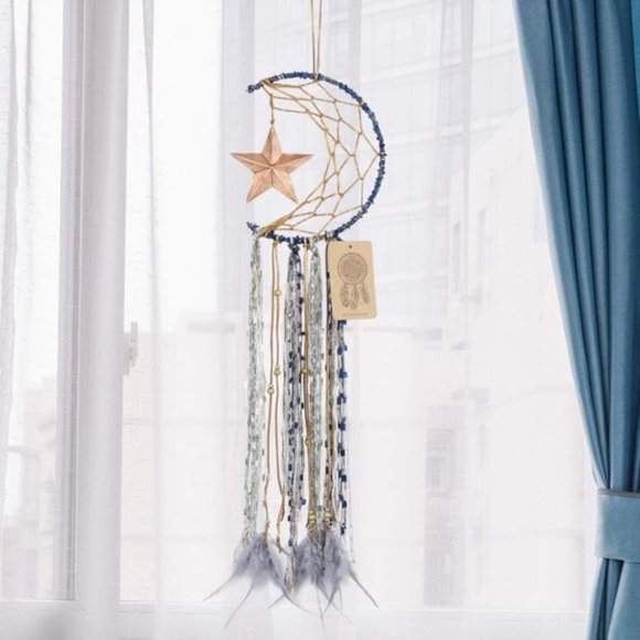 Moon & Star Blue Boho Dream Catchers Wall Hanging